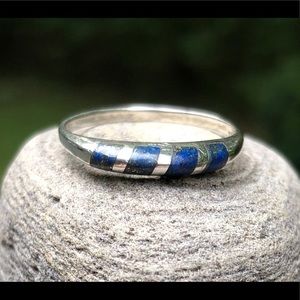 Vintage Lapis Sterling Silver Band Ring